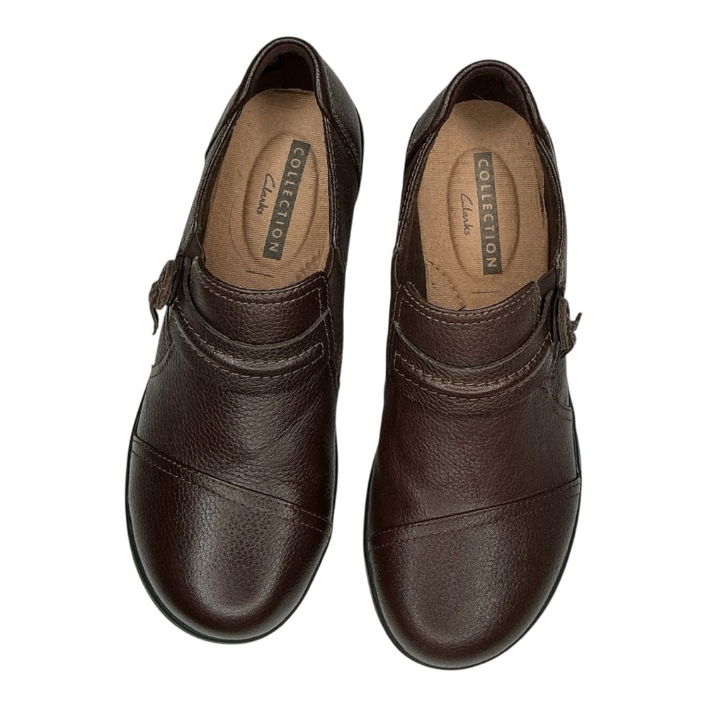 Clarks Collection Brown Leather Slip-On Comfort Loafers Women’s Size 6M